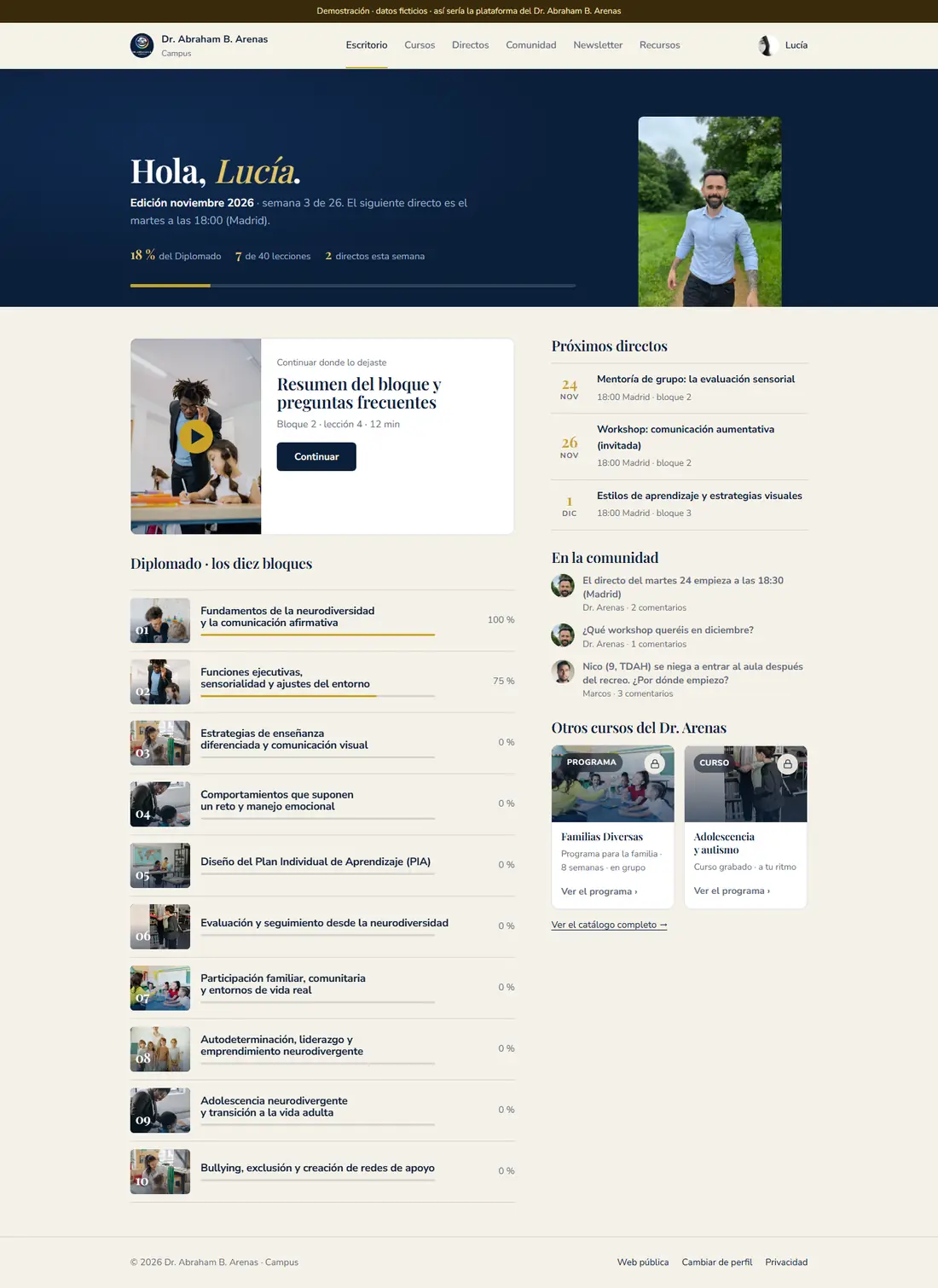 Dr. Abraham B. Arenas: Campus · escritorio del alumno